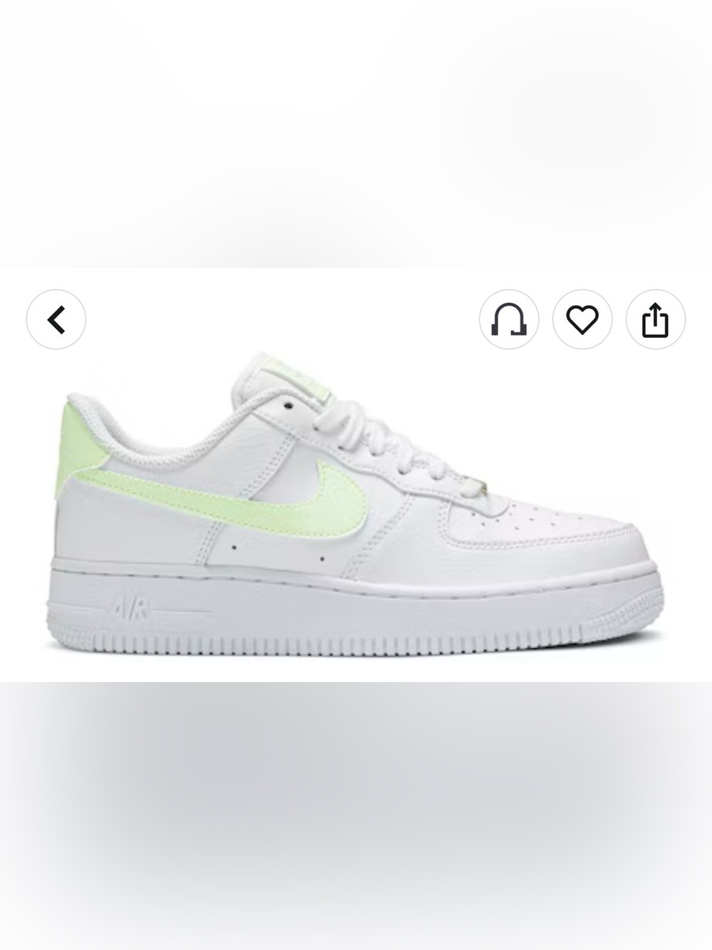 Nike Women’s Air Force 1 White/Barely Volt Sneakers